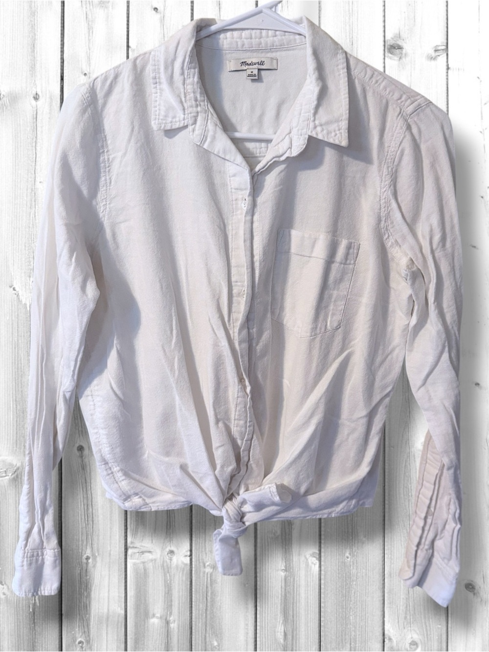 🌼Madewell White Tie-Front Relaxed Button Shirt